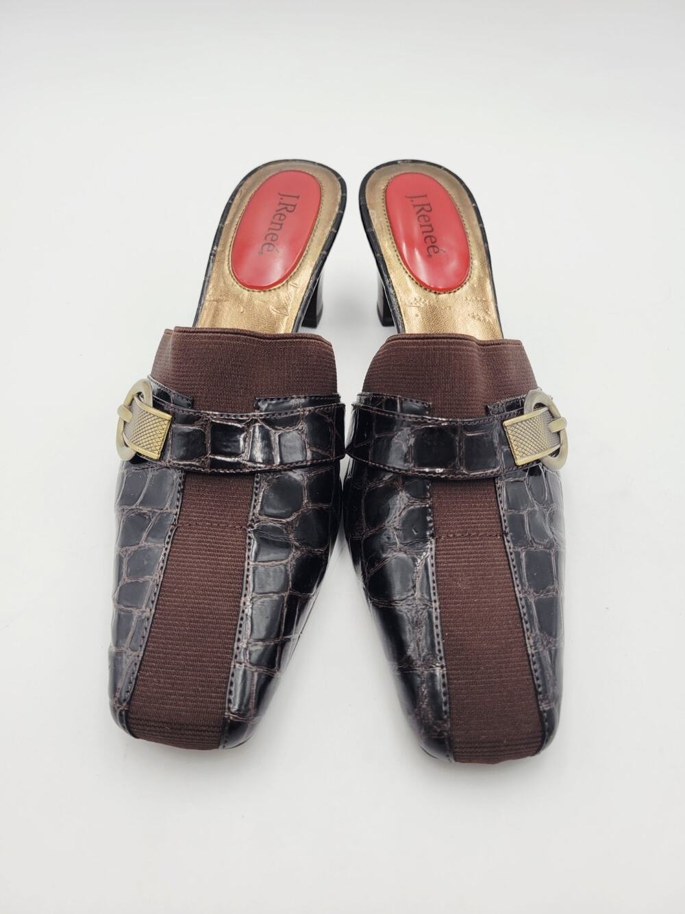 J. Renee Women's Brown Ripley Slide Block Heel Slip-On Shoe/Sandal, Sz 8M Vtg